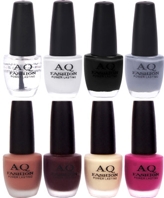 

AQ Fashion Velvet Matte with Shiny Gel Nail Polish Combo Set 12658 Basecot,White,Black,Grey,Matte Nude Brown,Deep Plum,Nude,Mazenta Pink(Pack of 8)