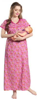 AV2 Women Maternity/Nursing Nighty(Pink) Flipkart