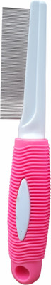 

W9 High Quality Stainless Steel Pin Flea Dog/Cat Grooming Comb with Non-Slip Rubber Grip Handle-Pink-Medium Basic Comb for Dog