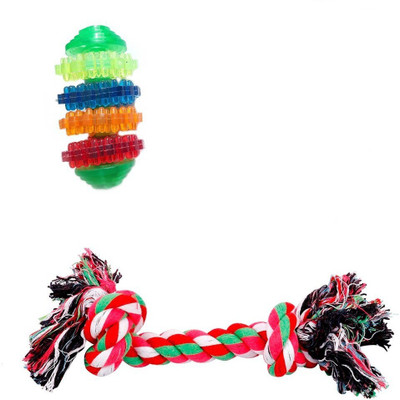 

W9 High Quality Puppy Chew Rope Toy With Free Multicolor Toy -Small Cotton Chew Toy For Dog