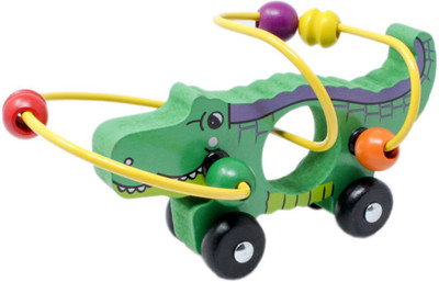 

Tootpado Wooden Bead Maze Educational Toy Car - Crocodile (1TNG250) - Toddler Baby Roller Coaster Around Circle Bead Early Development Toys(1 Pieces)