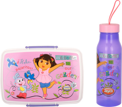 

Jayco Fliplock Small Plastic lunch box and Polo small water bottle set for kids Dora Print School Set