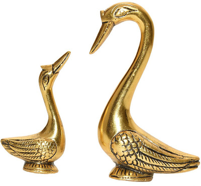 KridayKraft swan set no 1 gold Pair of Kissing Duck Showpiece Decorative Showpiece  -  13 cm(Aluminium, Gold)