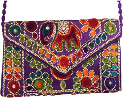 

ELYSIAN Women Evening/Party Purple Fabric Sling Bag