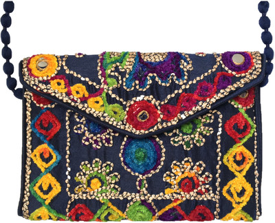 

ELYSIAN Women Evening/Party Blue Fabric Sling Bag