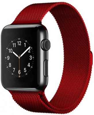 

CELLFATHER Magnetic Loop Milanese Stainless Steel Band for iwatch 42mm Smart Watch Strap(Red)