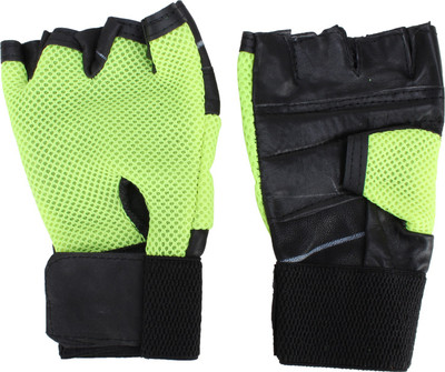 

aroraonlinetraders New Heavy leather Netted With Wrist Support Gym & Fitness Gloves () Gym & Fitness Gloves (, Green
