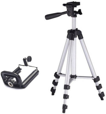 

LIFEMUSIC 3110 Foldable & Portable Mobile & Camera Tripod with Clip Mobile Holder Fully Flexible Mount Cum Tripod Stand with Three-Dimensional Head & Smooth Release Plate Tripod(Multicolor, Supports Up to 3000 g)