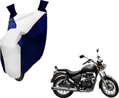 AUTO PEARL Two Wheeler Cover for Royal Enfield(Thunderbird 500, White, Blue)