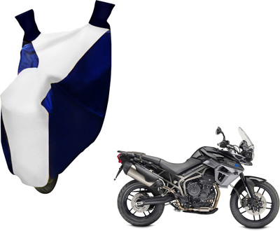 AUTO PEARL Two Wheeler Cover for Triumph(Tiger 800 XR, White, Blue)
