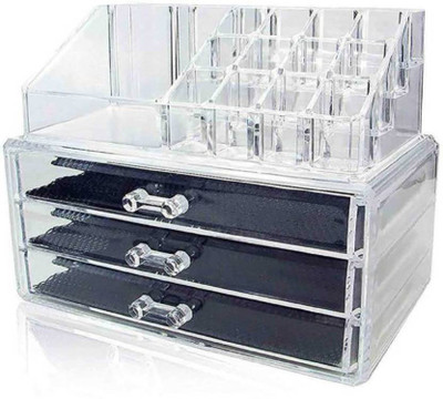 

SWASHU Jewellery makeup Storage Box kit with 4 Drawers Clear Acrylic Stand and organizer Makeup, Jewellery Vanity Box (Clear) store your makeup kits Vanity Box(transparent)
