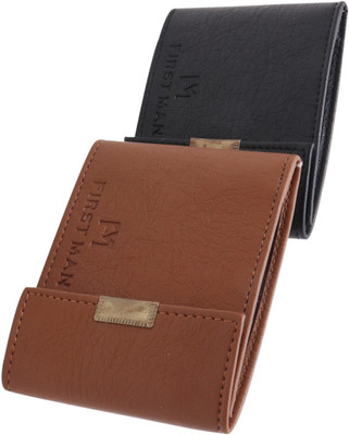 

first man Men Casual Multicolor Artificial Leather Card Holder(20 Card Slots), Black;tan