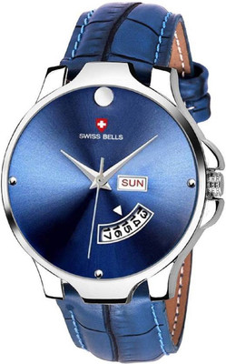 

Svviss Bells MSB-1038 New Generation Blue Dial Blue Genuine Leather Strap Day & Date Working Wrist Watch - For Men