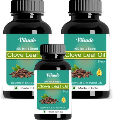 

Vihado Clove Leaf Essential Oil, 100% Pure, Natural & Undiluted, 10 ML Pack of 3 (30 ml)(10 ml)