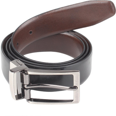 

Lino Perros Men Formal Black Genuine Leather Reversible Belt, Multicolor