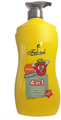 

Felora juniors Head to Toe 4 in 1 Shampoo + Conditioner + Bodywash 750ml (25.36oz) - Raspberry(750 ml)