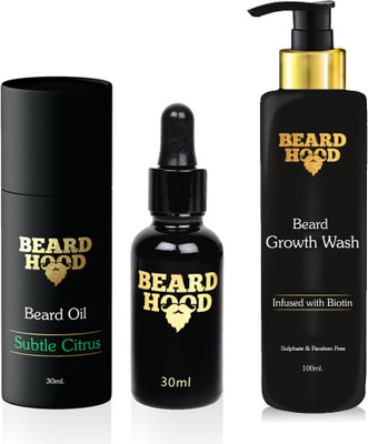 

Beardhood Subtle Citrus Beard Oil (30ml) & Beard Growth Wash (100ml)(Set of 2)