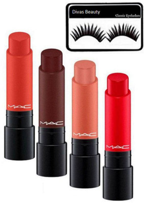 

divas beauty Eyelashes With Mac Liptensity Lipstick Multicolour(Set of 5)