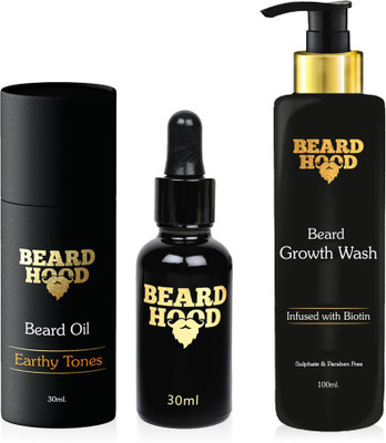 

Beardhood Earthy Tones Beard Oil (30ml) & Beard Growth Wash (100ml)(Set of 2)