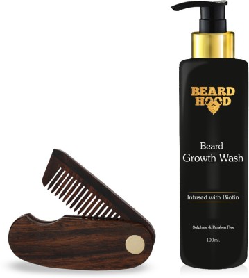 

Beardhood Folding Beard Comb & Beard Growth Wash (100ml)(Set of 2)