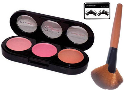 

divas beauty Eyelashes With Makeup Brush And Mac 3 Shades Blusher(Set of 3)