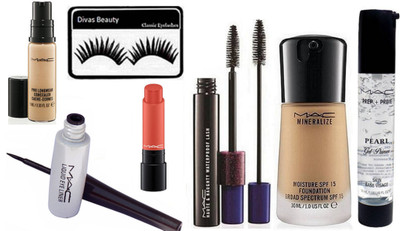

divas beauty Eyelashes With Liquid Eyeliner & Mascara & Foundation & Concealer With Liptensity Lipstick & Prep+Prime Pearl Gel Primer(Set of 7)