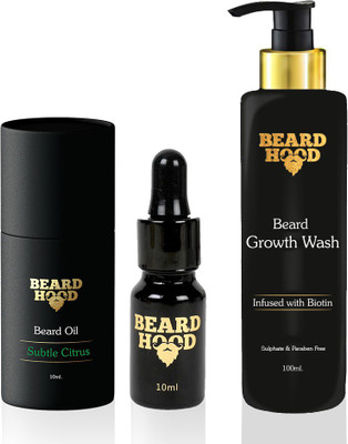 

Beardhood Subtle Citrus Beard Oil (10ml) & Beard Growth Wash (100ml)(Set of 2)