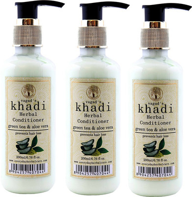 

Vagad's Khadi Green Tea Aloevera Conditioner Pack of 3(200 ml)