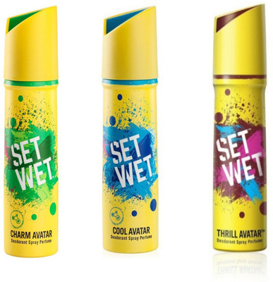 

Set Wet Charm Avtar, Cool Avtar, Thrill Avtar, Deodorant Spray Perfume-150ml Body Spray - For Men & Women(150 ml, Pack of 3)