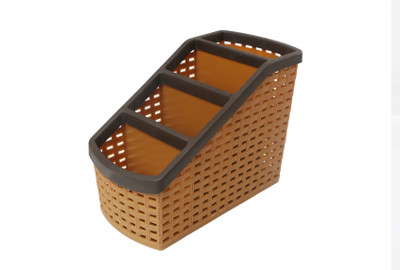 

CSM 4 Compartments Plastic Pen Stand(Brown)