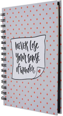 

Flipkart SmartBuy A5 Notebook(Never Lose Your Sense of Wonder Hardbound Wiro Diary Notebook, Grey,Pink)