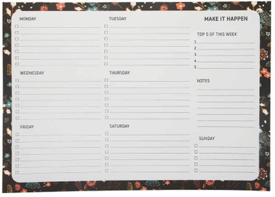 

Flipkart SmartBuy A4 Notebook(Dark Floral Pattern A4 Weekly Planner Pad, Dark Green,Red,Pink,Turquoise)