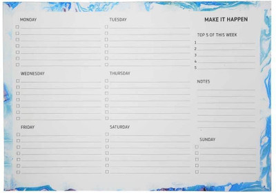 

Flipkart SmartBuy A4 Notebook(Blue Watercolor Pattern A4 Weekly Planner Pad, Blue,White)