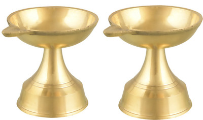 Magic's Max Brass (Pack of 2) Table Diya Set(Height: 2.5 inch)