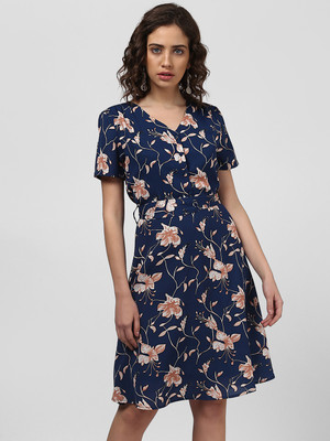 HARPA Women A-line Dark Blue Knee Length Dress