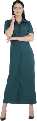 BAHRUPIYA CLOTHING Women Maxi Dark Green Dress