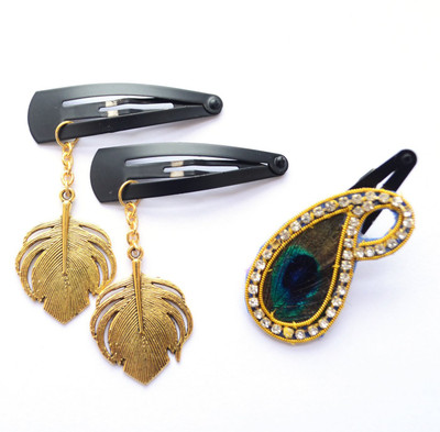 

Pretty Ponytails Hair Danglers Peacock Feather Clip Hair Accessory Gold & Multicolour Tic Tac Clip(Gold, Turquoise, Multicolor, Blue)
