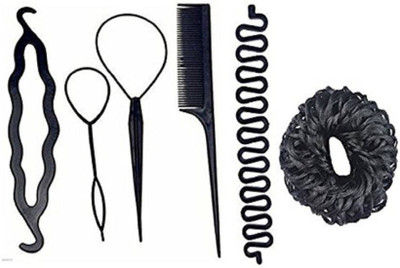 

Param Hair Accessory Combo Of Juda Bands / Comb / Braid Tools / Bun Maker For Girls And Women Bun, Bun Clip, Hair Accessory Set, Bun Stick (Black) Hair Accessory Set(Black)