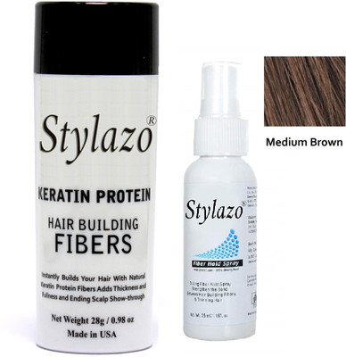 

stylazo Combo of Hair Fiber Spray 35 ml & 28 grams Hair Building Fiber, Hair loss Concealer For MEN and WOMEN (Medium Brown)(28 g)