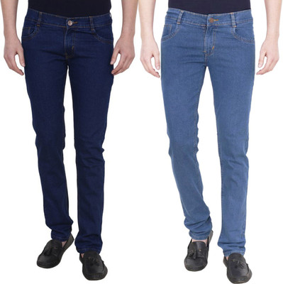 Masterly Weft Slim Men Multicolor Jeans(Pack of 2)