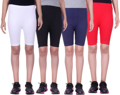 

Alisha Short For Girls Sports Solid Cotton Lycra Blend(Multicolor, Pack of 4, Black;navy;red;white