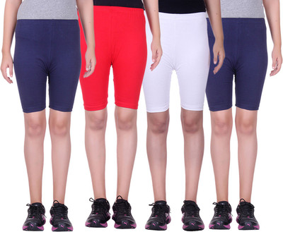 

Alisha Short For Girls Sports Solid Cotton Lycra Blend(Multicolor, Pack of 4, Navy;red;white