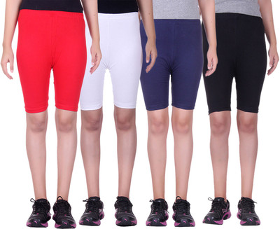 

Alisha Short For Girls Sports Solid Cotton Lycra Blend(Multicolor, Pack of 4, Black;navy;red;white