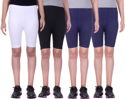 

Alisha Short For Girls Sports Solid Cotton Lycra Blend(Multicolor, Pack of 4, Black;navy;white