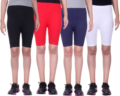 

Alisha Short For Girls Sports Solid Cotton Lycra Blend(Multicolor, Pack of 4, Black;navy;red;white