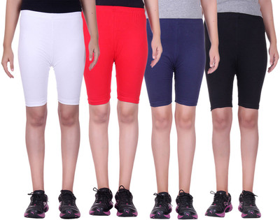 

Alisha Short For Girls Sports Solid Cotton Lycra Blend(Multicolor, Pack of 4, Black;navy;red;white