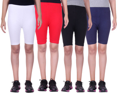 

Alisha Short For Girls Sports Solid Cotton Lycra Blend(Multicolor, Pack of 4, Black;navy;red;white