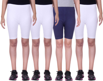 

Alisha Short For Girls Sports Solid Cotton Lycra Blend(Multicolor, Pack of 4, Navy;white