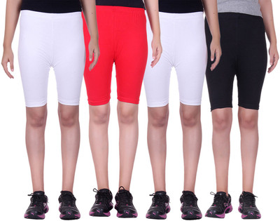 

Alisha Short For Girls Sports Solid Cotton Lycra Blend(Multicolor, Pack of 4, Black;red;white