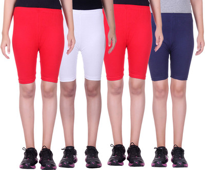 

Alisha Short For Girls Sports Solid Cotton Lycra Blend(Multicolor, Pack of 4, Navy;red;white